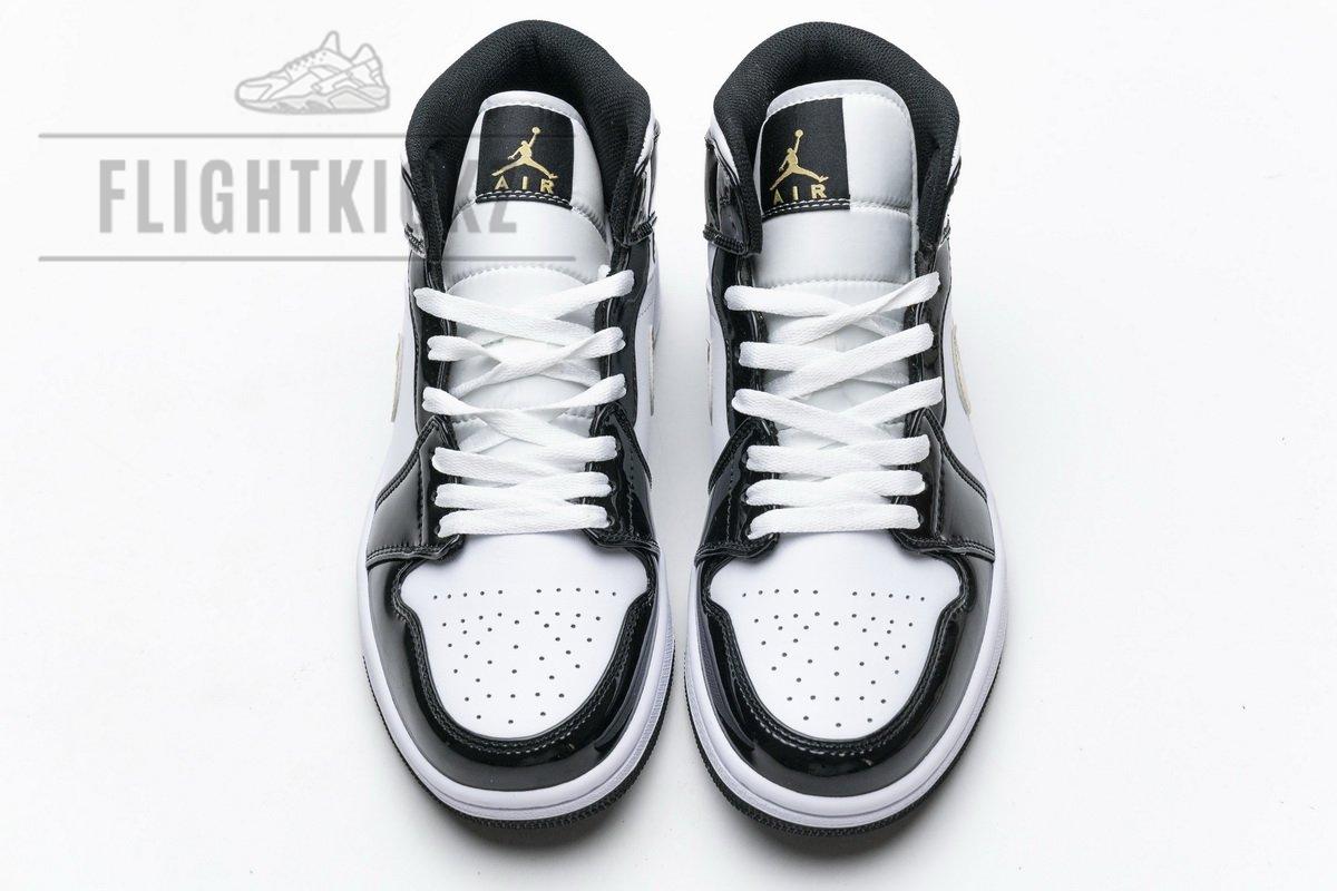 852542-007 Air Jordan 1 Mid Gold Patent Leather - Image 4