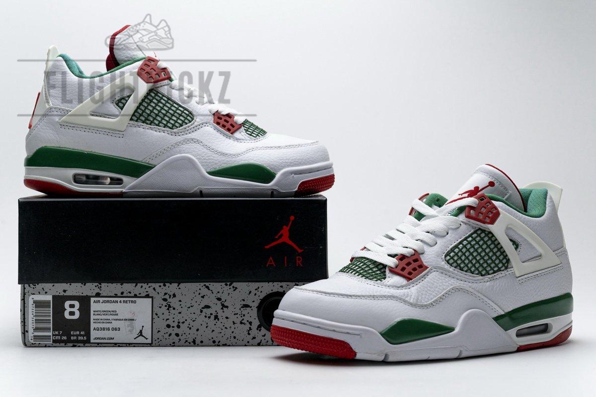 AQ3816-063 Air Jordan 4 Retro White Green Red - Image 2