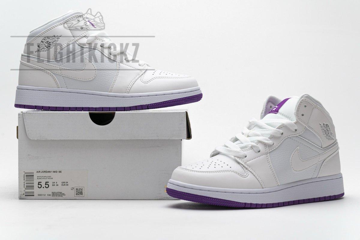 555112-100 Air Jordan 1 Mid SE White Fuchsia Blast - Image 2