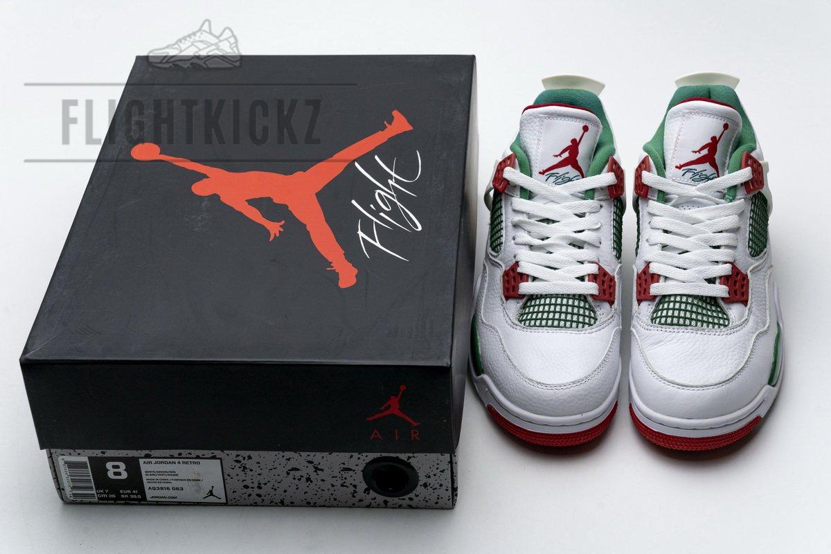 AQ3816-063 Air Jordan 4 Retro White Green Red - Image 3