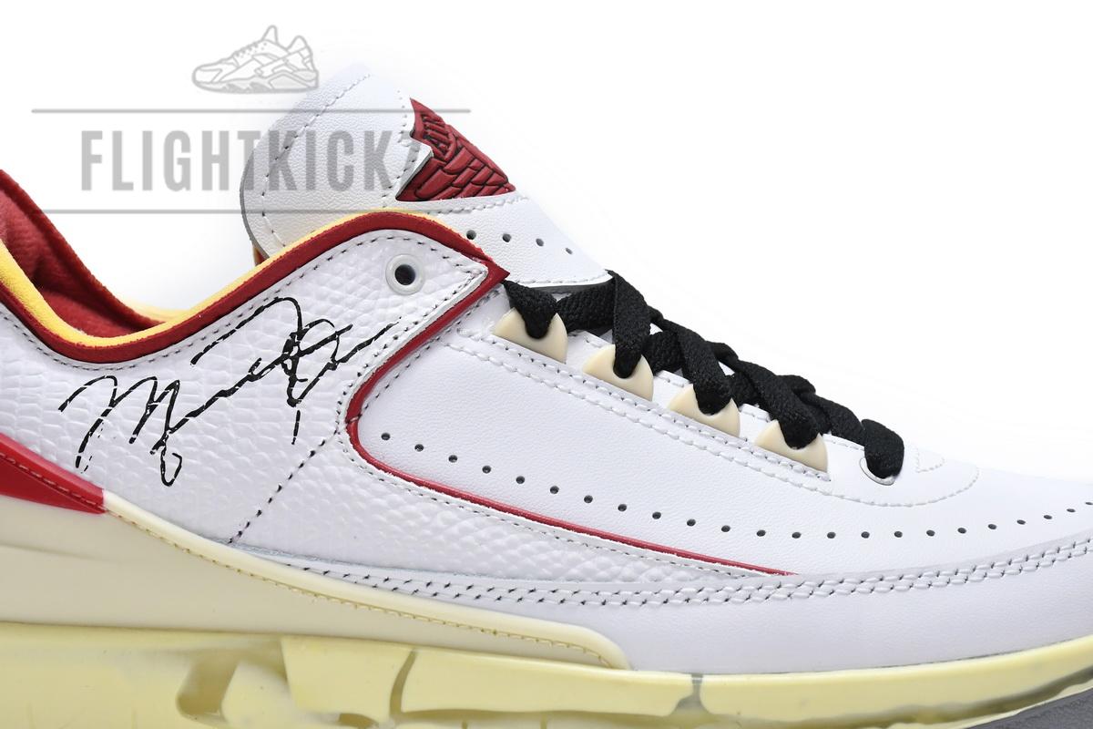 DJ4375-106 Off White x Air Jordan 2 Retro Low SP White and Varsity Red - Image 5